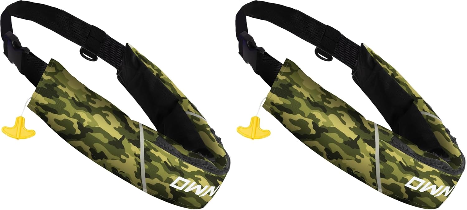 Owntop Manual Inflatable Belt Pack, Adults Swim Jacket with Blowpipe & Whistle, 24g CO2 Cylinder Included, Low Profile for Kayaking, Fishing, Paddle Sports
