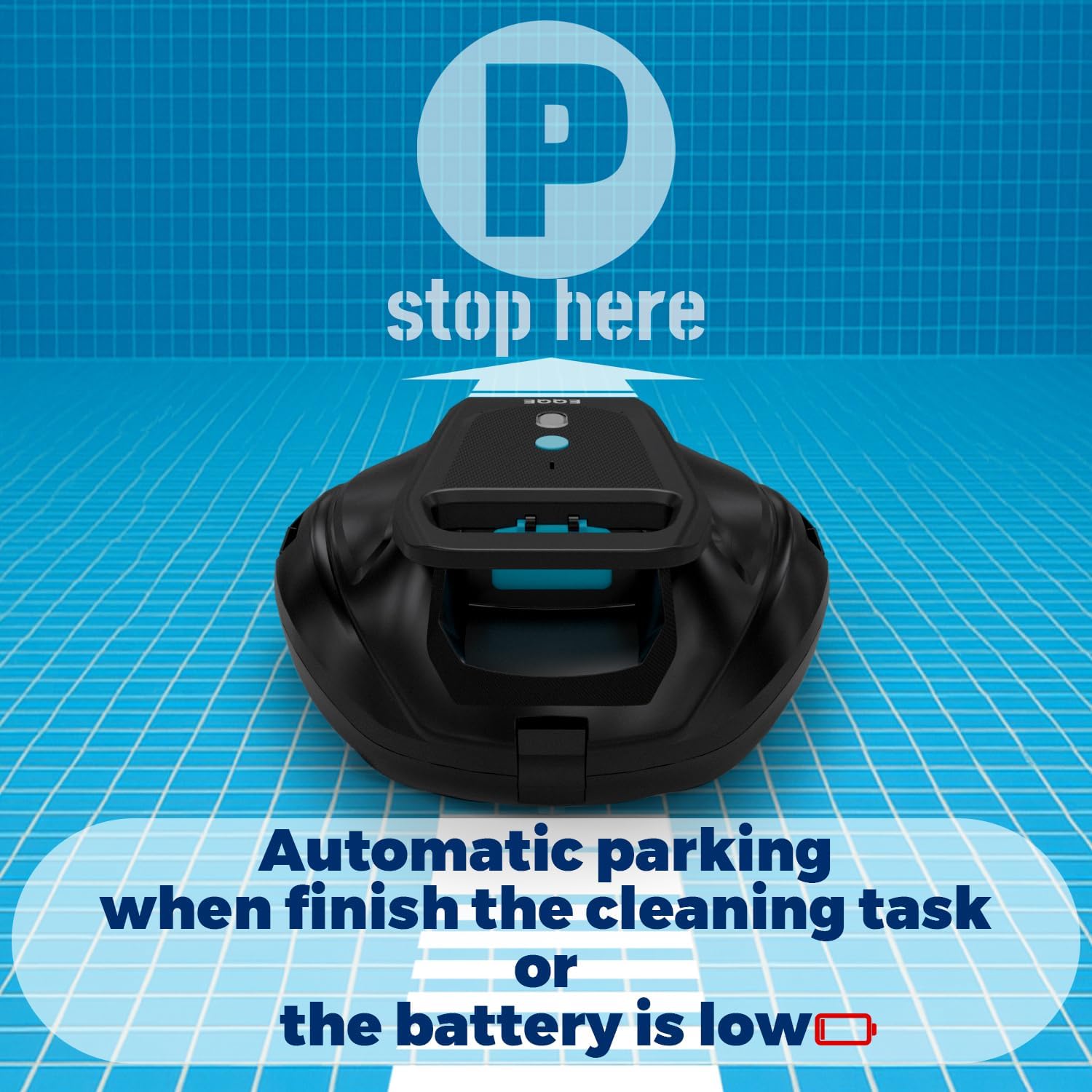 SP1 Cordless Robotic Pool Cleaner, Pool Robot, Floor Only Automatic Pool Vacuum for Cleaning Above-Ground Flat-Bottom Swimming Pools up to 860 sq.ft, 2.5h Fast Charging, 120 Mins Runtime
