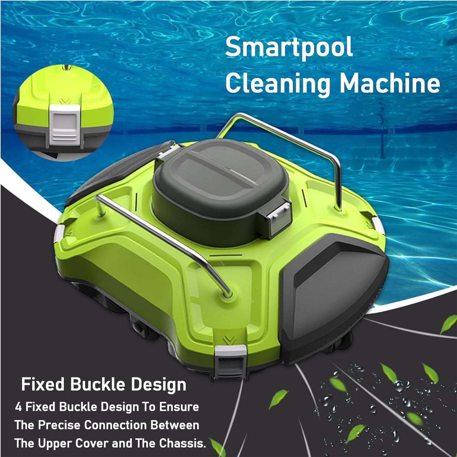 Cordless Robotic Pool Cleaner, Robotic Pool Cleaners, Robotic Pool Cleaner Cordless Pool Vacuum Fully Automatic Swimming Pool Cleaning Robot White for Above/In-Ground Pools