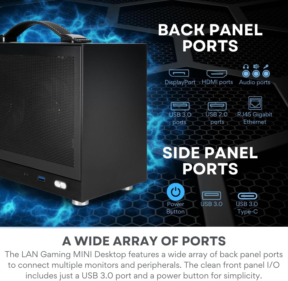 LAN Gamer RTX 5070 12GB, 8-Core AMD Ryzen 7 8700F, 32GB DDR5 RAM, 2TB Gen4 NVMe SSD, 8.1L Mini ITX SFF Desktop w/Windows 11 Pro, 3-Year Warranty, RGB Keyboard+Mouse, Internal Wi-Fi (Black)