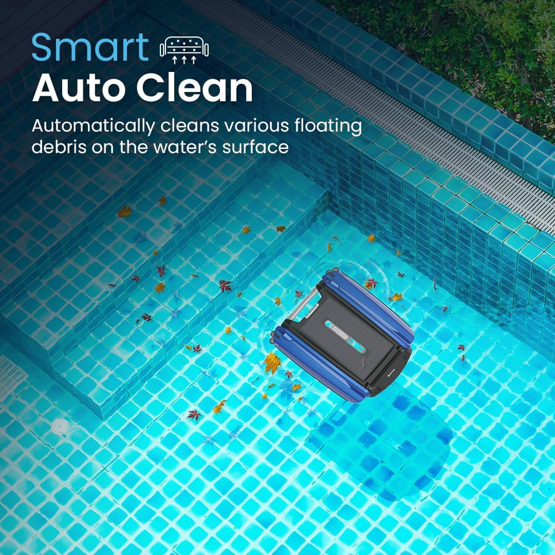 Betta SE Solar-Powered Robotic Automatic Pool Skimmer Cleaner with Carrying and Storage Bag, 24/7 Continuous Cleaning Power, Pool Skimmer Anti-Stuck Foam Noodle, and Twin SCT Motors (Blue)