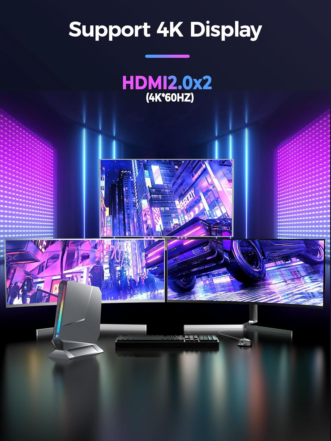 TOPGRO T1-Pro Mini Gaming PC Core i9-13900HK/RTX4060 8G GDDR6,Mini Gaming Computer 64GB RAM DDR5-5200,2TB PCIe4.0 SSD,Adjustable RGB Light,WiFi6E/BT5.3/2.5G LAN 4K@60Hz Win11 Pro Desktop PC