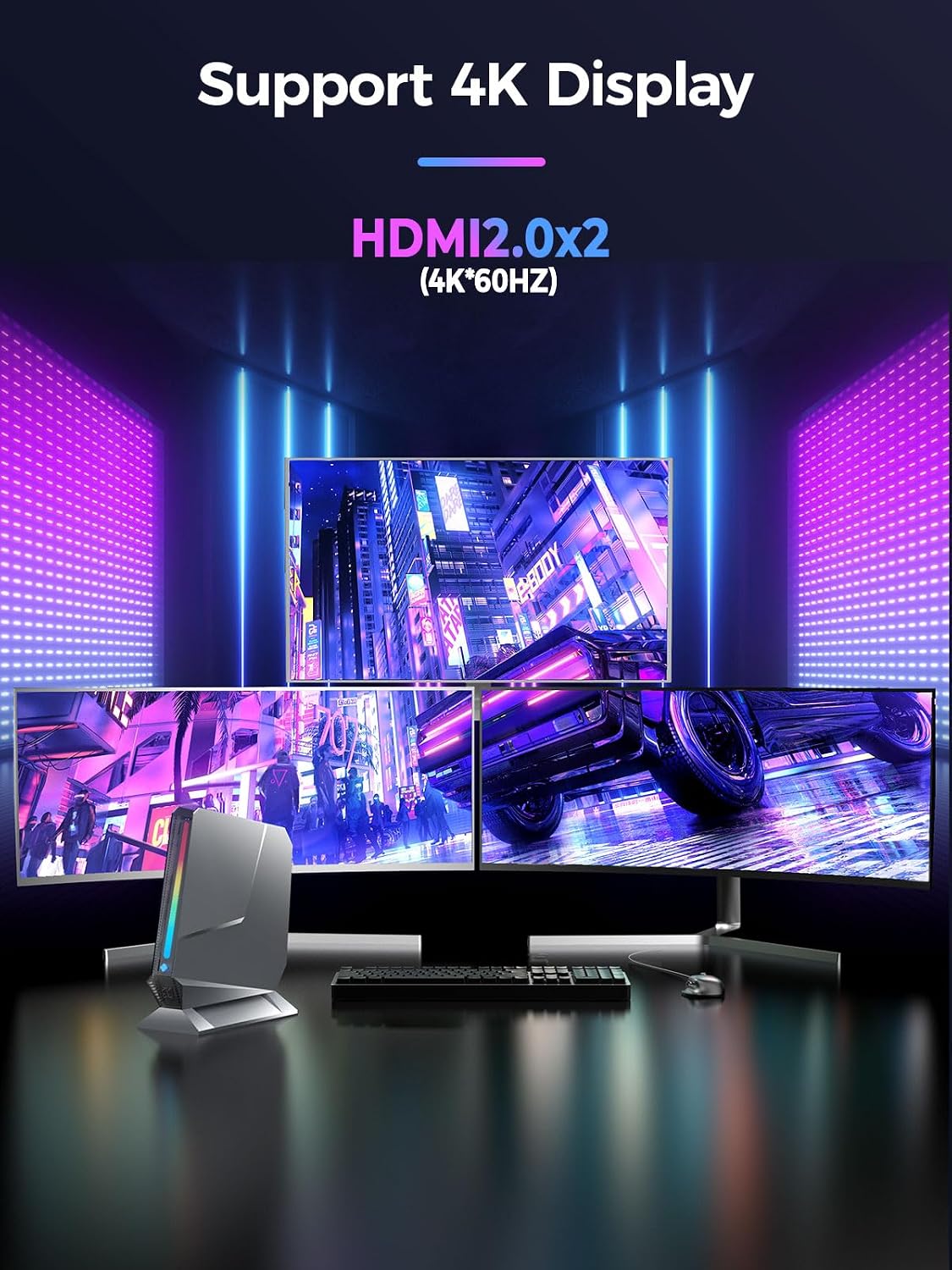 TOPGRO T1-Pro Mini Gaming PC Core i9-13900HK/RTX4060 8G GDDR6, Gaming Computer 32GB RAM DDR5, 1TB PCIe4.0 SSD, Adjustable RGB Light, WiFi6E/BT5.3/2.5G LAN 4K@60Hz Win11 Pro High-Performance Desktop PC