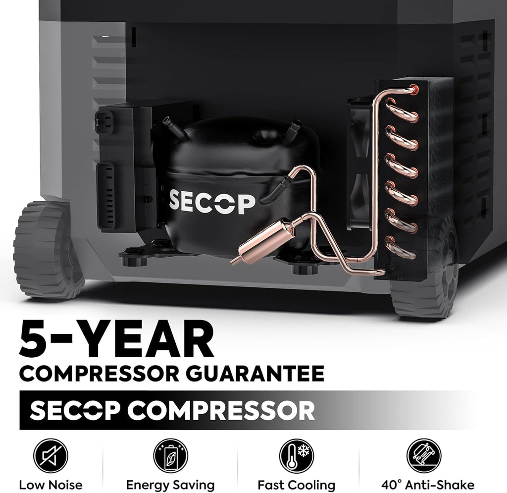 ICECO JP40 Pro 12 Volt Car Refrigerator, Portable Fridge Freezer for Camping, Car Fridge Powered by SECOP, 12V refrigerator for Car & Home, DC 12/24V, AC 110/240V, Multi-directional Lid