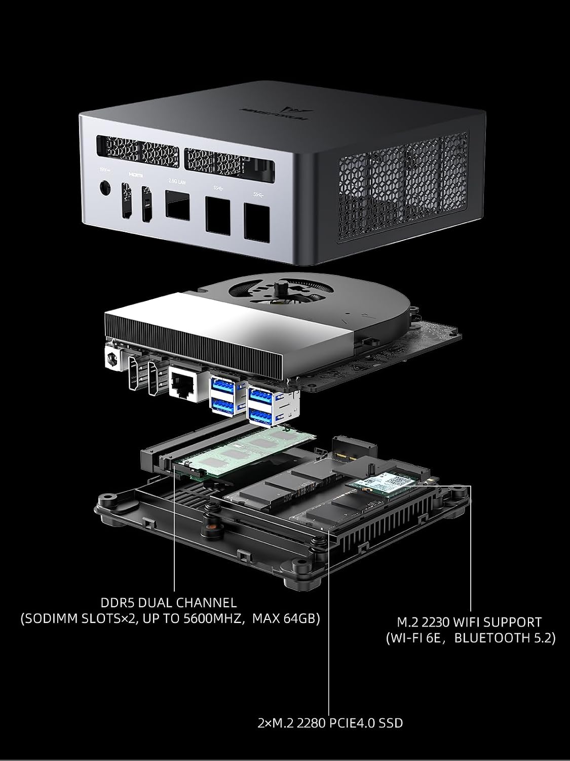 MINISFORUM Venus UM790 Pro Mini PC AMD Ryzen 9 7940HS up to 5.2 GHz 32 GB DDR5 512GB SSD with AMD Radeon 780M, 4X USB3.2, 2X USB4, 2xHDMI 2.1, 2X PCIe4.0, Wi-Fi 6E/BT5.3, RJ45 2.5 G
