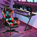 Ergonomic Racing Chair for Adults with LED Light High Back Gaming Chair with Massage and Speakers 360° Swivel Rocking Gamer Chair with Footrest for Office and College Dorm Essentials,Red