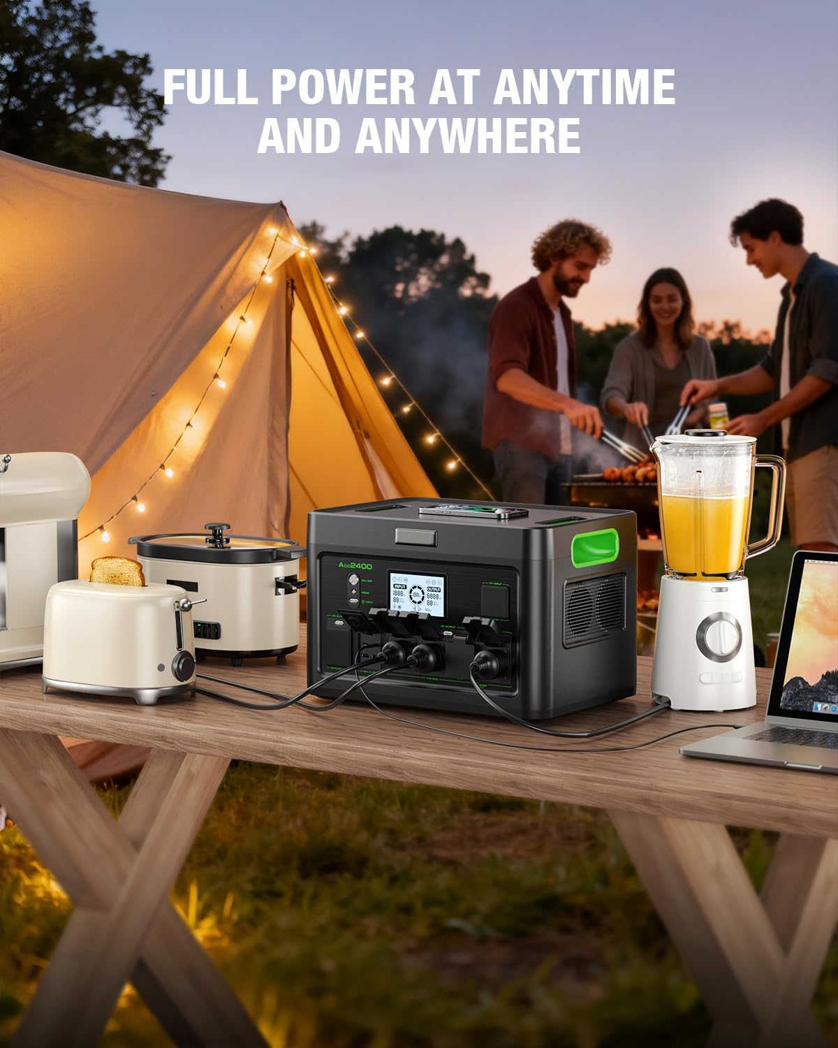 2400W Portable Power Station, 1843Wh LiFePO4 Solar Generator UPS Home Battery Backup Power w/4 2400W AC Outlets,2 PD100W, 2Hrs Fast Charging for Outdoor Camping, RV Travel,Emergency (4800W Peak)
