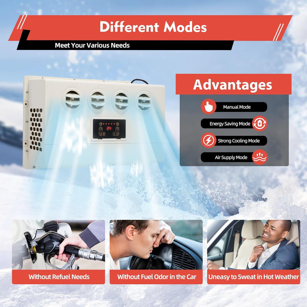 Air Conditioner Kit, 12000 BTU Truck Bus RV Air Conditioner 12V Universal Electric A/C Unit Cab Cooling - Portable Split AC for Semi-Truck Trailer Bus Camper Pickup Motorhome