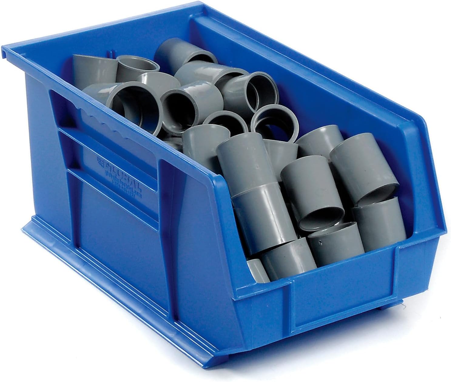Global Industrial Plastic Hanging & Stacking Bin, 14-3/4'L x 8-1/4'W x 7' H, Blue, Space-Saving Multi-Purpose Storage Bin, 60 lbs Weight Capacity, Lot of 12