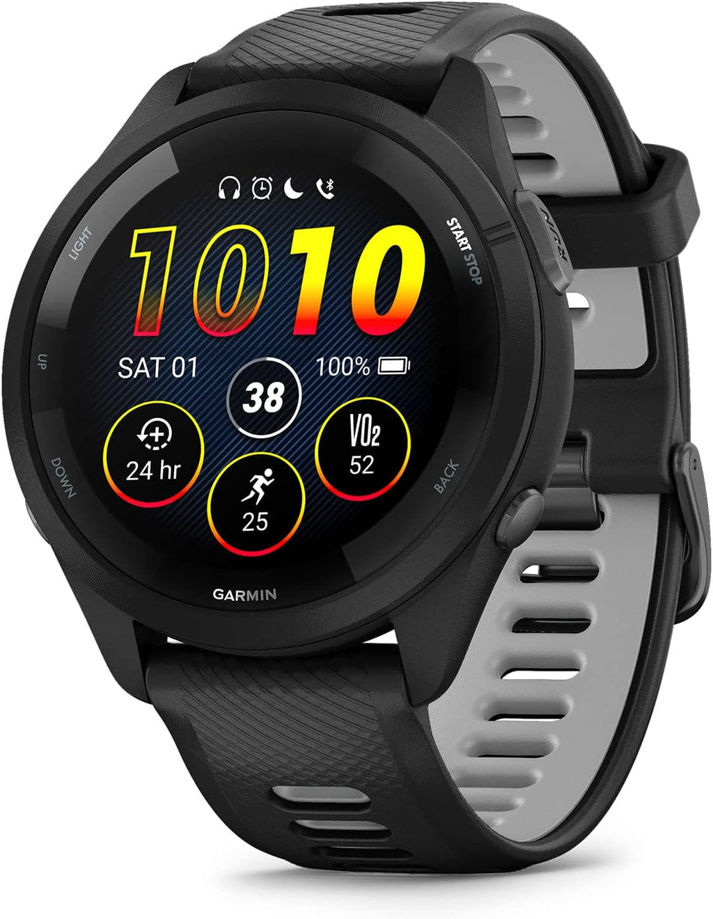 Garmin Forerunner 265 Running Smartwatch, Colorful AMOLED Display, Training Metrics and Recovery Insights, Black and Powder Gray (Renewed)