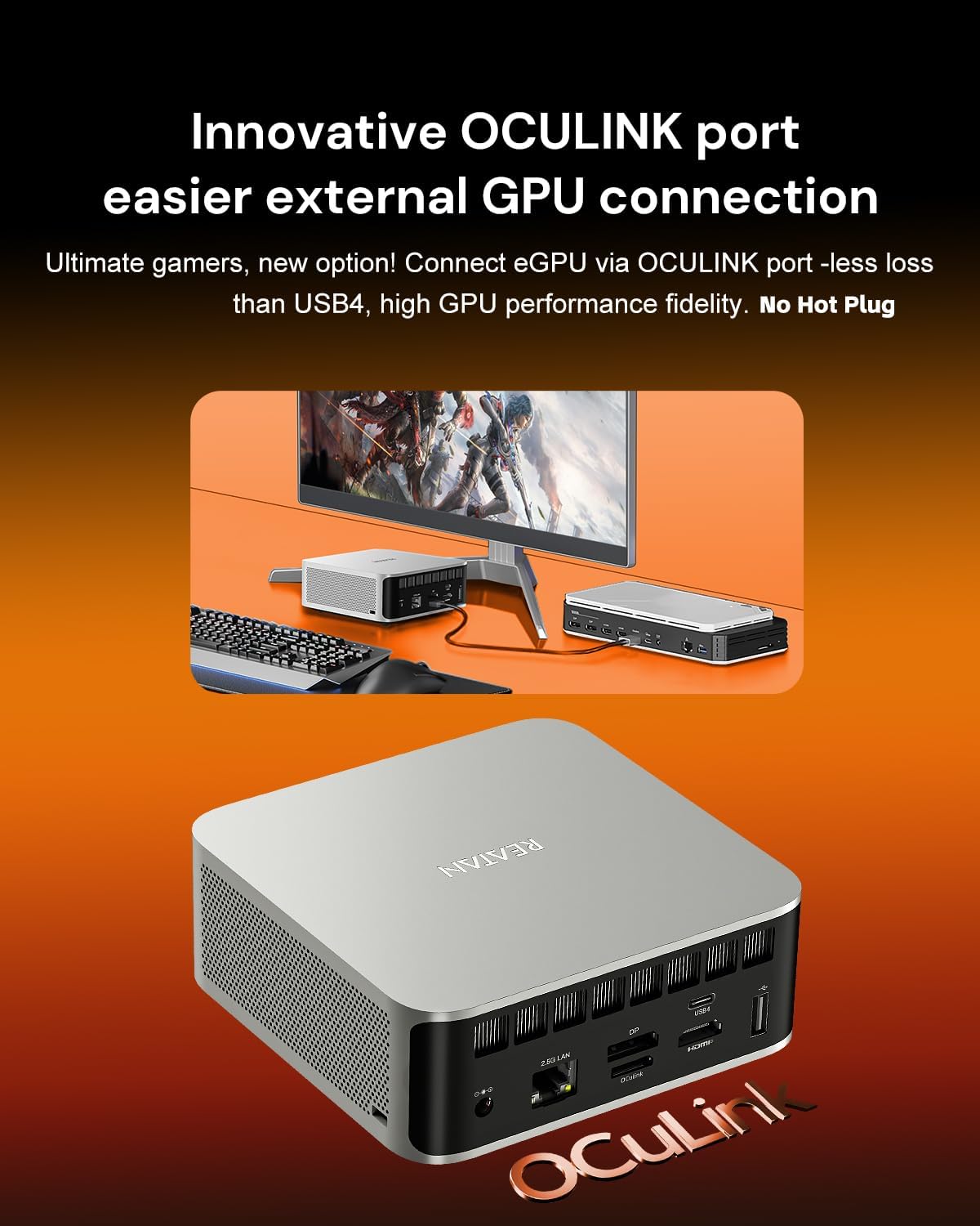 Reatan X8 Ryzen AI 9 HX 470 Mini PC(86 Tops,12C/24T up to 5.2GHz) 48GB DDR5 5600MHz 2TB PCIe 4.0 SSD, Radeon 890M, OCuLink/2xUSB4/DP,Quad 8K Display, 2.5G LAN, Wi-Fi 7/BT 5.4, AI/Dev/Creator/Gaming