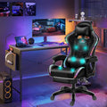 RGB Gaming Chair with Speakers Racing Ergonomic Gaming Chair for Adults Massage Computer Chair High Back Office Desk Chair Gamer Chair with Adjustable Lumbar Support and Armrest,Black