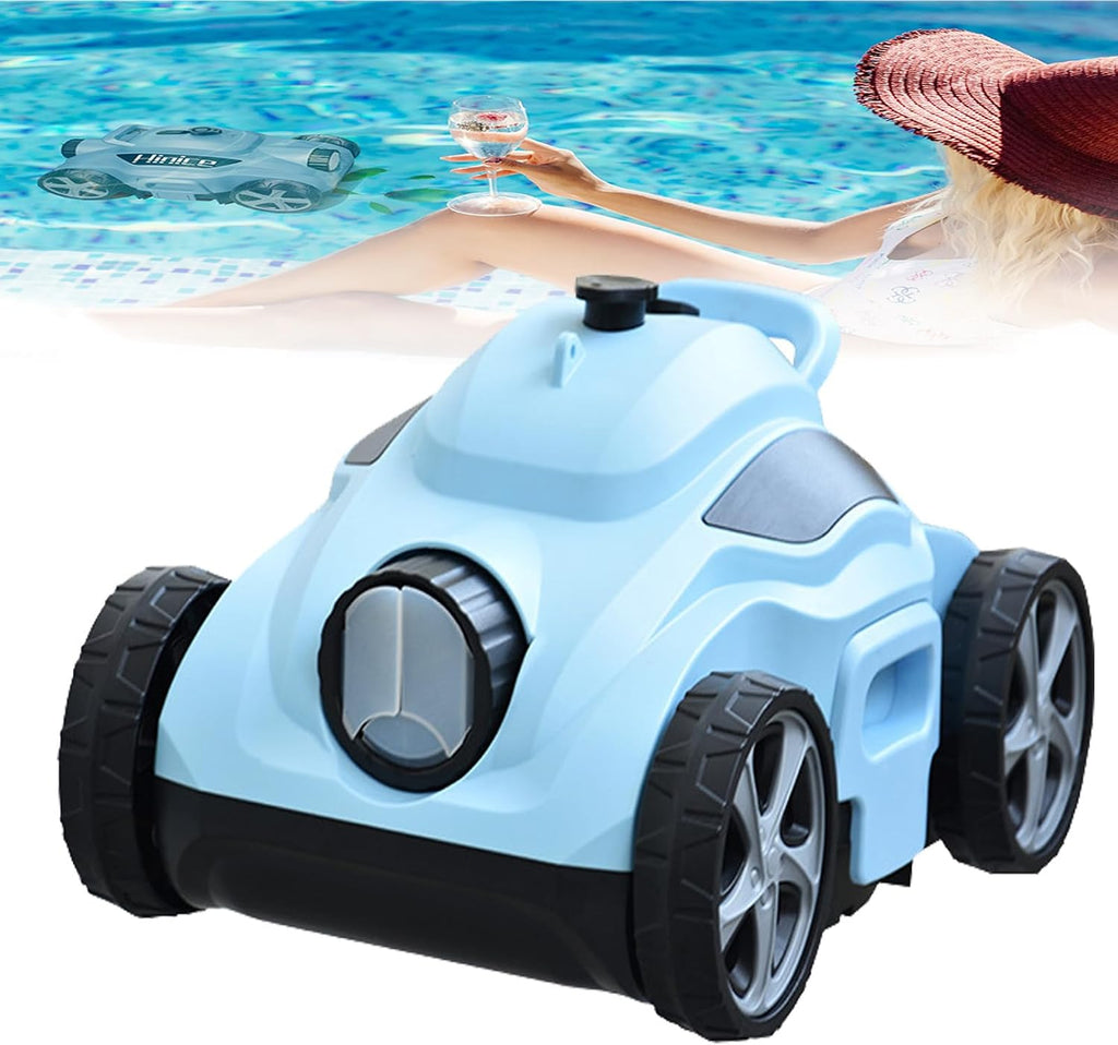 Cordless Robot Pool Cleaner, Maximum Cleaning Area 100 Square Meters, Intelligent Path Planning, Running Time 110 Minutes, 5800mah Battery,Suitable for Above-Ground and Underground Pools