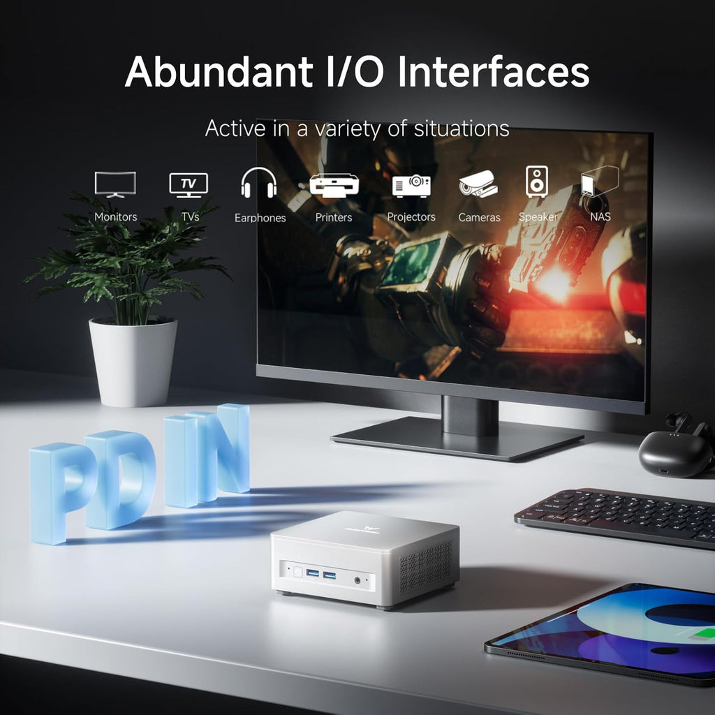MINISFORUM Mini PC UM870 Slim,AMD Ryzen 7 8745H(8C/16T,Up to 5.0GHz),AMD Radeont 780M Mini Computer,32GB DDR5 RAM &&512GB PCIe 4.0 SSD,Support 8K@60Hz HDMI 2.1/USB4 Output,WIFI6E/BT5.3/Auto Power On