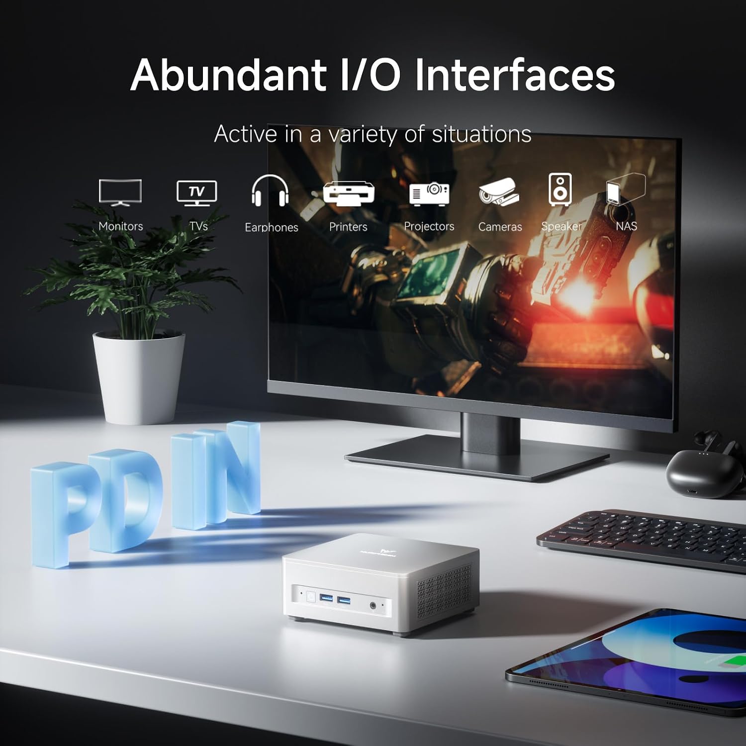 MINISFORUM UM870 Slim Mini PC,AMD Ryzen 7 8745H Processor Mini Computer(8C/16T, Up to 5.0GHz), 32GB DDR5 RAM & 1TB PCIe 4.0 SSD, Support 8K@60Hz HDMI 2.1/USB4 Output, WIFI6E/BT5.3/Auto Power On
