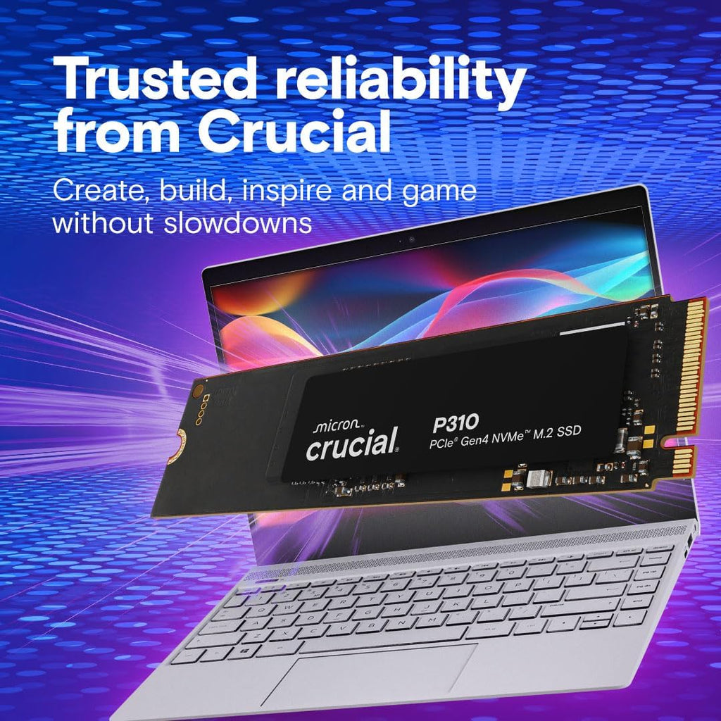 Crucial P310 500GB SSD, PCIe Gen4 NVMe M.2 2280, Up to 6,600MB/s, for Laptop, Desktop (PC), & Handheld Gaming Consoles, Includes Acronis Data Recovery Software, Solid State Drive - CT500P310SSD801