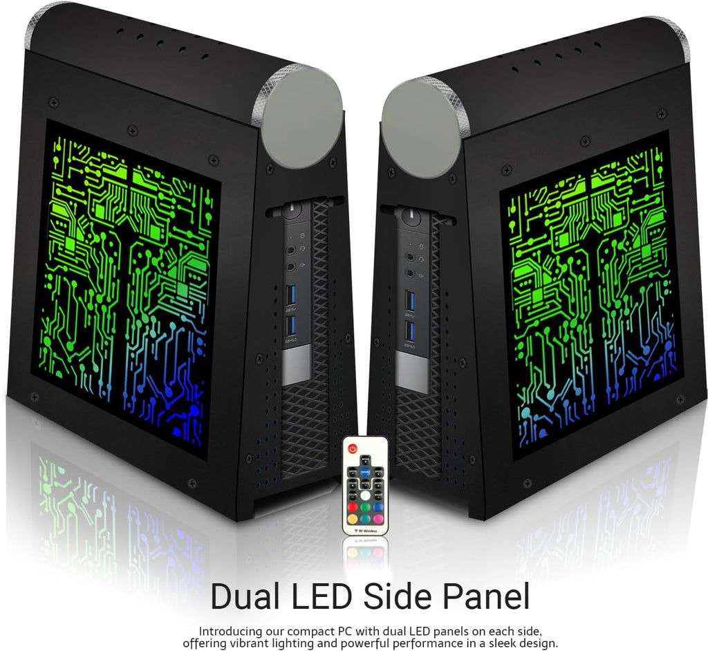 CyberCube Mini PC Bundle, Intel Core i5, 16GB RAM ARGB, 256GB SSD, 32 Inch Curved Monitor, RGB Kit, Webcam, Windows 11 (Renewed)