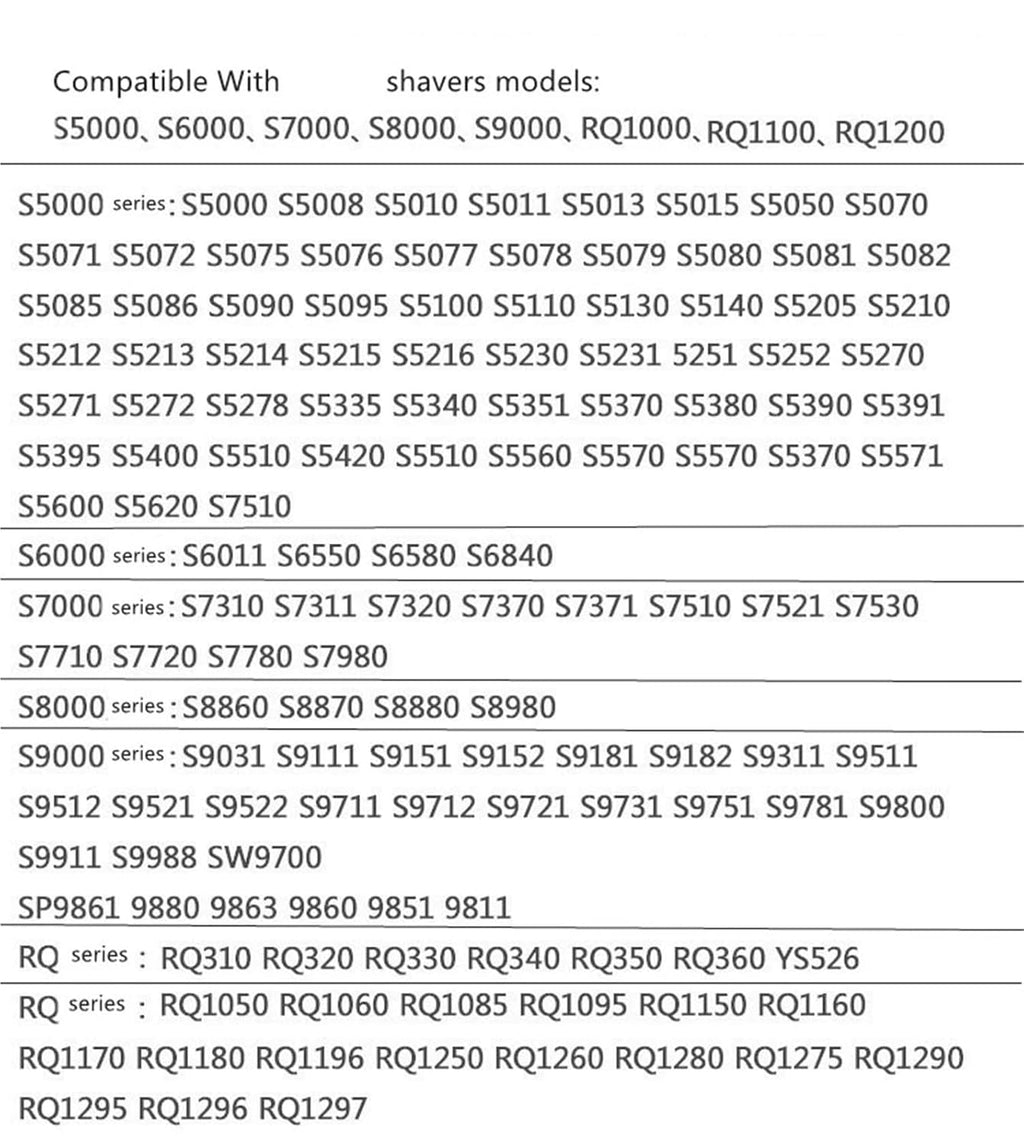 Compatible For Philips, Norelco RQ1050 RQ1000 RQ1100 RQ1200 S5000 S9000 S7000 S6000 S8000 Series Nose Ear Eyebrow Replace Electric Shaver Head Trimmer Spare Parts(6pcs)