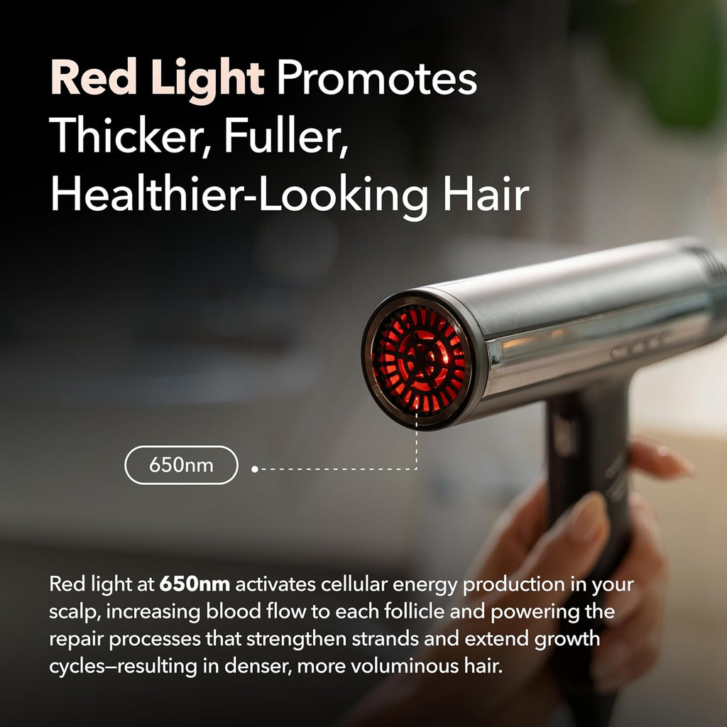 SRILabs DryQ 'Smart' Hair Dryer – Super Lightweight, Foldable – Powerful, Quiet Motor – Infrared & Ionic Technology – 3 Magnetic Attachments – Heat Control with Locking Switch