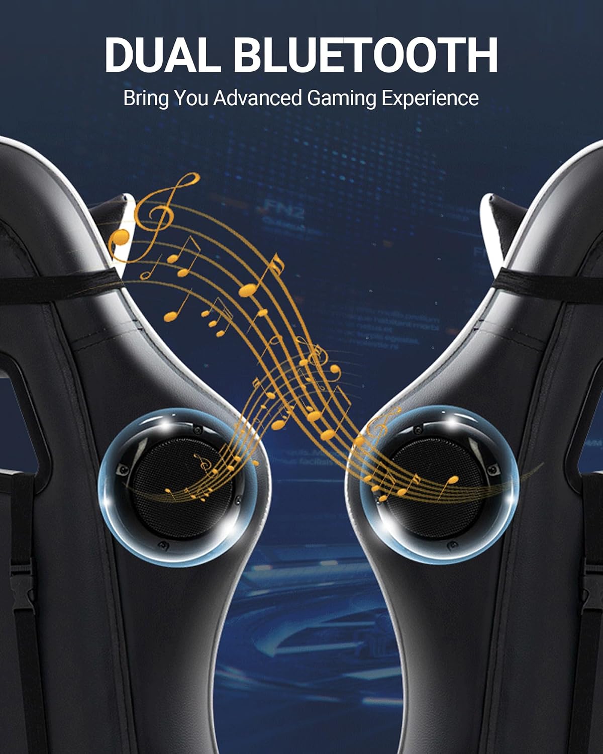 Ergonomic Gaming Chair with Latex Seat, High Back Computer Office Chair with Speakers & Massage Lumbar Support, 3D Adjustable Armrests, Retractable Footrest, 138° Reclining for Adults(Black)