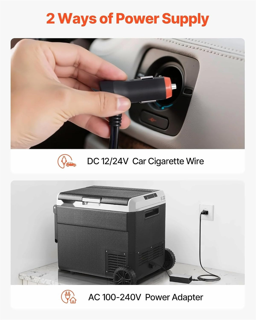 12 Volt Car Refrigerator 63.4QT, Portable Fridge Freezer, -4°F~68°F, 12/24V DC & 110-240V, Compressor Cooler for Camping, RV, Travel with Wheels