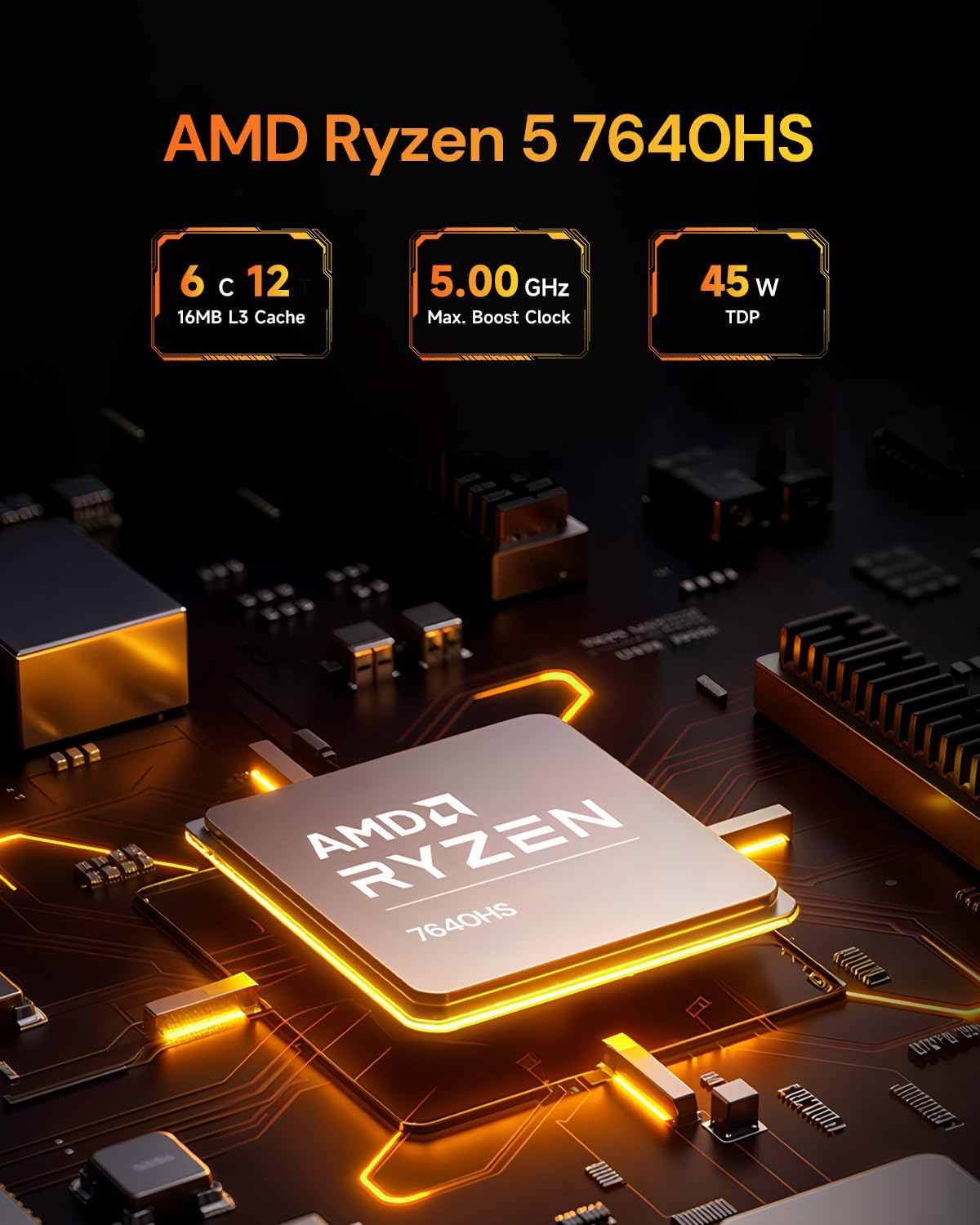 wo-we Gaming PC Radeon 760M 2600Mhz, Mini PC Ryzen 5 7640HS(Upgraded 6600H/6800H,up to 5.0GHz) Mini Computers, 32B DDR5+1TB PCIe 4.0 SSD, USB4, 8K,Triple Display, Dual 2.5G LAN WIFI6E/BT5.2