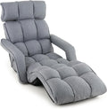 RELAX4LIFE Floor Chair Sofa Bed - Folding Lazy Sofa w/6-Position Adjustable Backrest, Armrests & 8-Level Footrest for Living Room Bedroom, Gaming Floor Chairs for Adults, Foldable Chaise Lounge Indoor