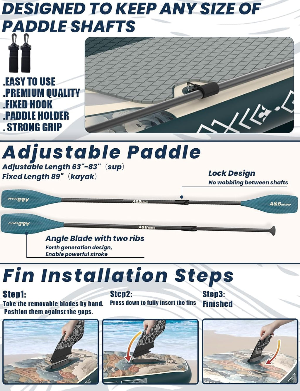 ABBOARD Inflatable Stand Up Paddle Board - Extra Wide Fishing Paddleboard with Sup Accessories Youth/Adults