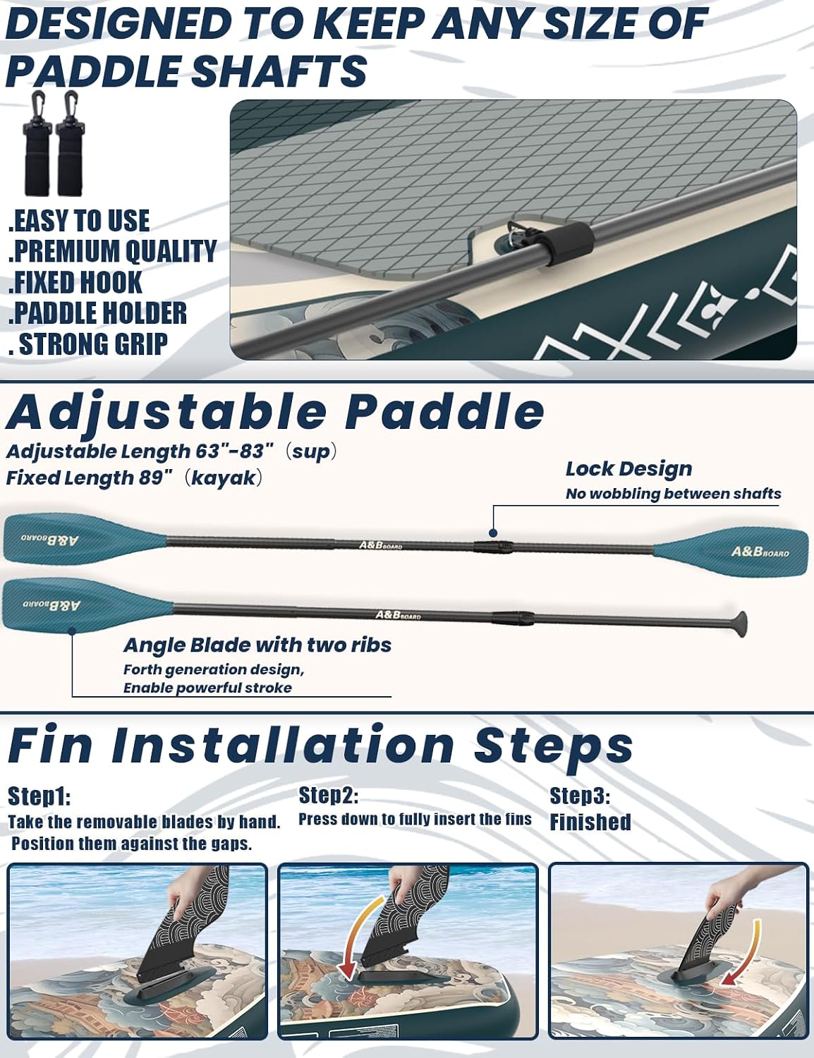 ABBOARD Inflatable Stand Up Paddle Board - Extra Wide Fishing Paddleboard with Sup Accessories Youth/Adults