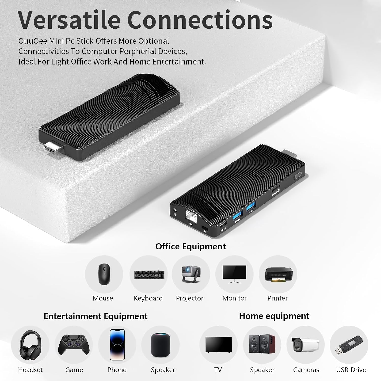 Mini PC Stick Fanless Win 10, Micro Computer Stick Pentium N4200 4GB 64GB eMMC (1.1 GHz), Small PC, USB3.0 X 2 Gigabit Ethernet 4K 60Hz, WiFi BT 5.0 HDMI 2.0 for Business Industrial IOT Media, Office