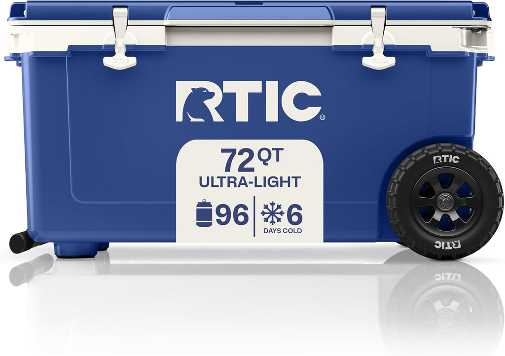 RTIC 72 Quart Ultra-Light Wheeled Cooler Hard Insulated Portable Ice Chest Box for Beach, Drink, Beverage, Camping, Picnic, Fishing, Boat, Barbecue, 30% Lighter Than Rotomolded Coolers