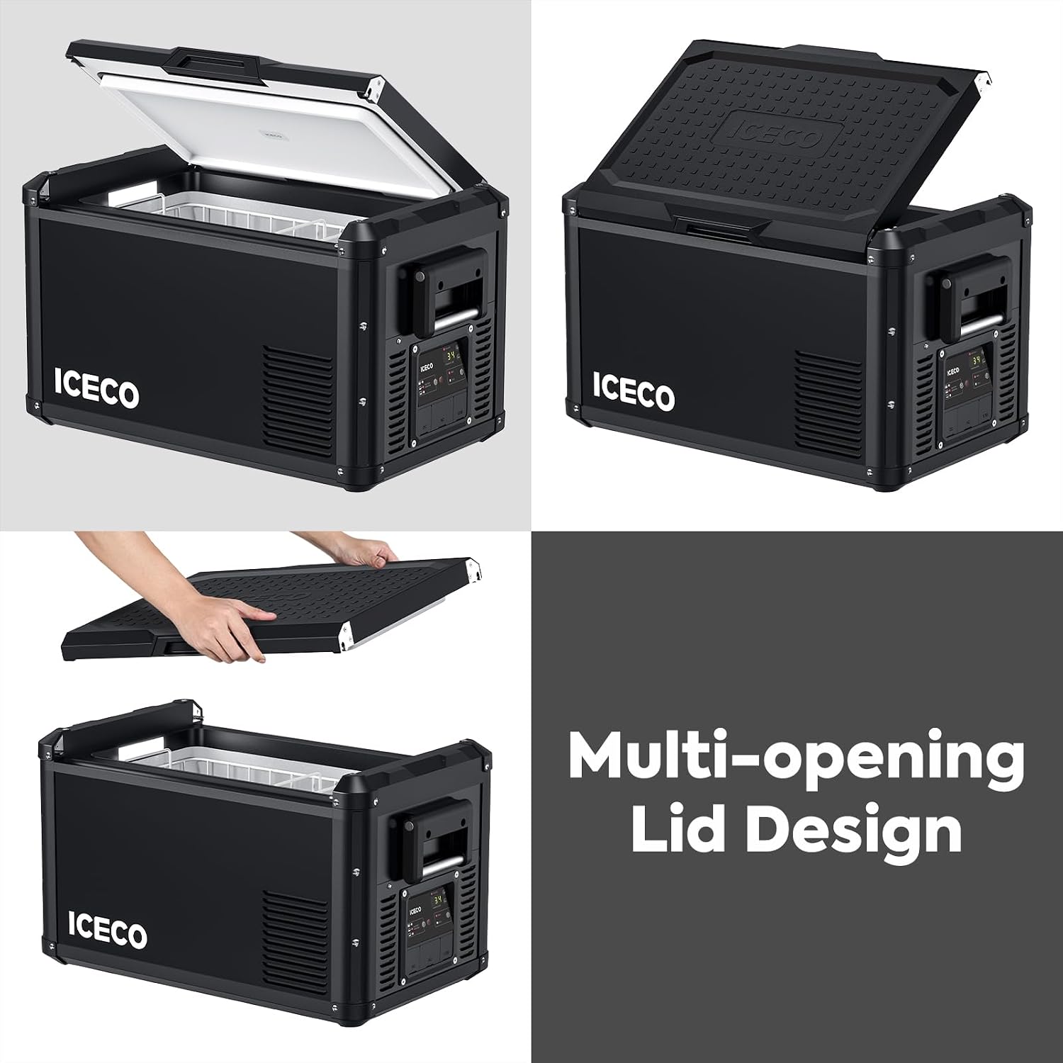 ICECO VL35 ProS Portable Refrigerator, 12V Fridge Powered by SECOP, 37 Quarts Steel Compact Freezer, Multi-directional Lid, DC 12/24V, AC 110/240V, 0℉ to 50℉, Travel, Car, RV Use, With Slide Mount