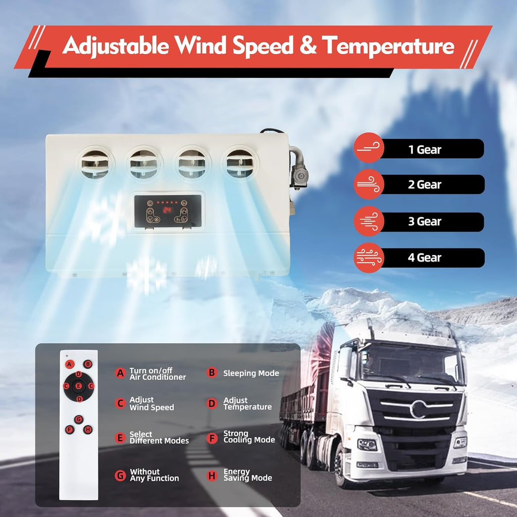 Air Conditioner Kit, 12000 BTU Truck Bus RV Air Conditioner 12V Universal Electric A/C Unit Cab Cooling - Portable Split AC for Semi-Truck Trailer Bus Camper Pickup Motorhome