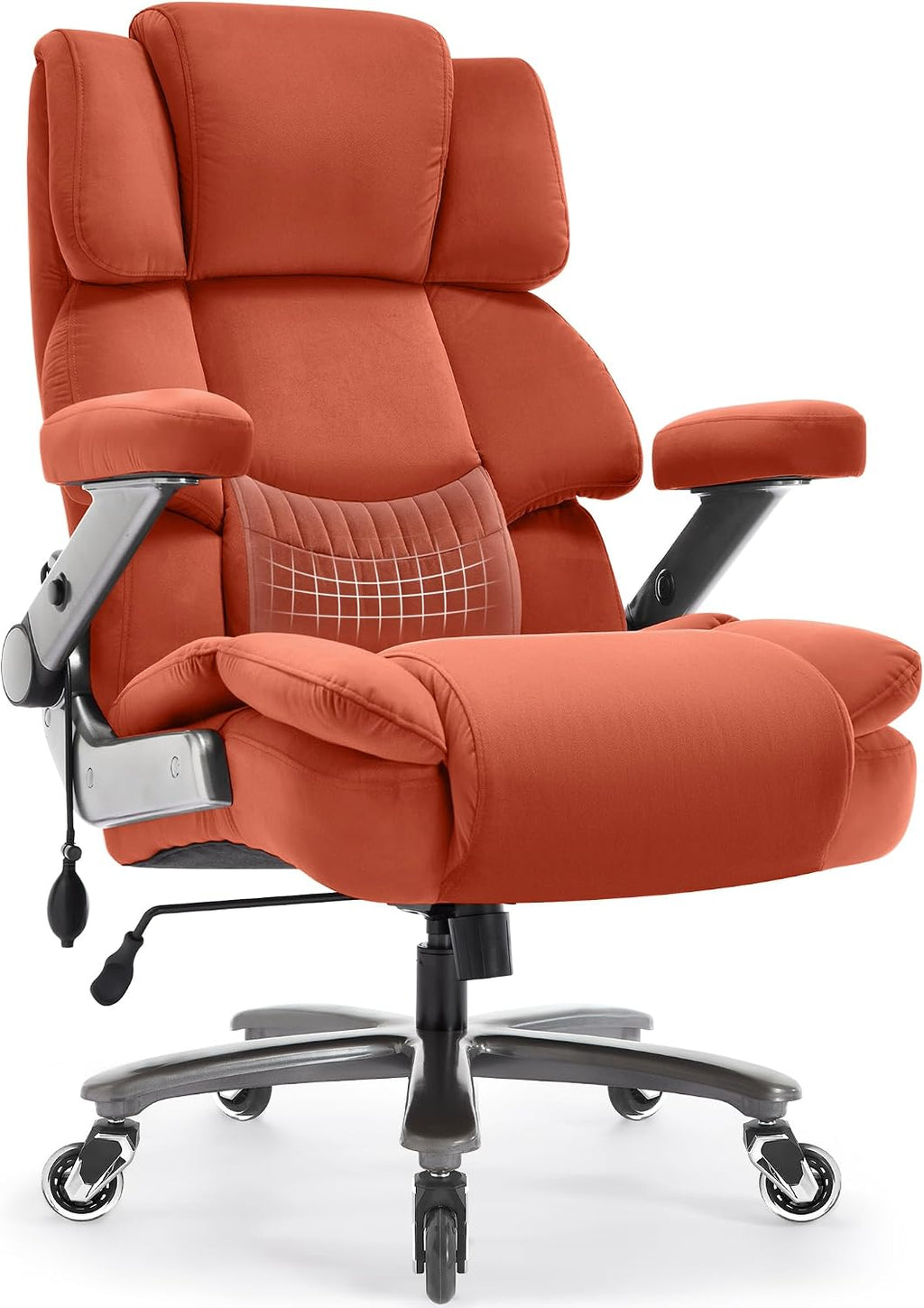VUZI 700LBS Large Heavy Duty Office Chair with 3D Flip Arms, Big and Tall Plus Size Fabric Executive Desk Chairs, High Back Extra Wide Computer Chair with Adjustable Lumbar Support, Sturdy Metal Base