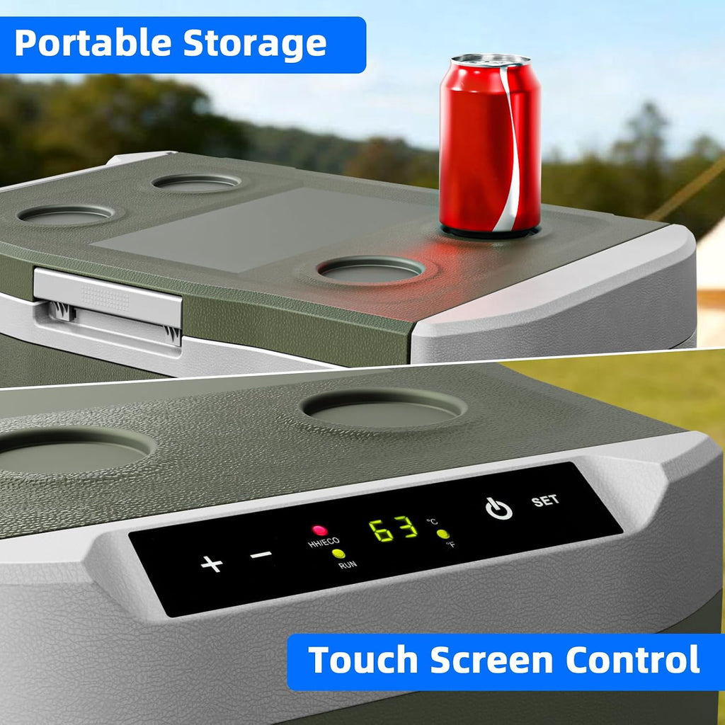 Antarctic Star 12 Volt Refrigerator 42QT(40L) Compressor Electric Cooler, Car Fridge -4℉~68℉, Portable Freezer 12V/24V DC 100-240V AC, 12V Cooler with Wheels & Handle for Travel,Camping,Truck, Green