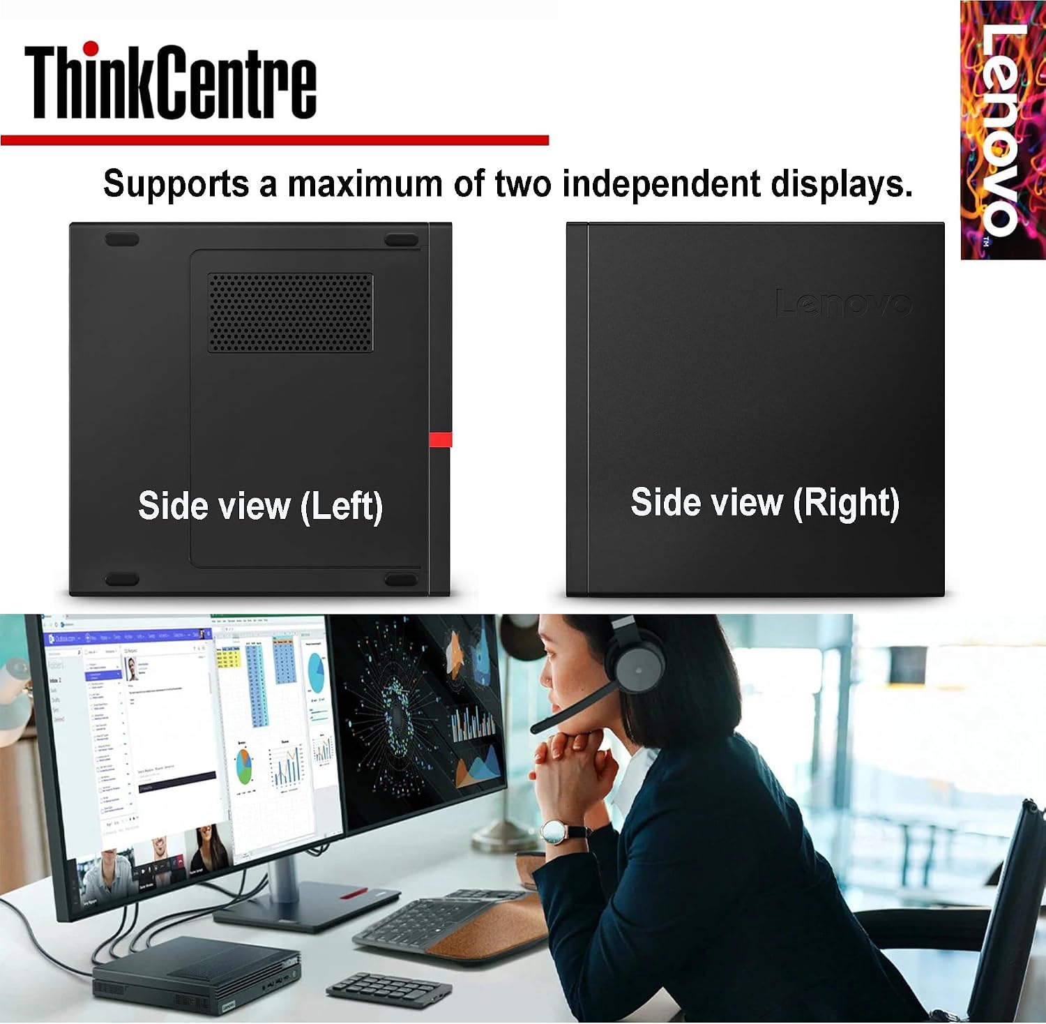 Lenovo Business Mini Desktop PC, AMD Processor, 8GB RAM, 128GB SSD, Dual Display Support, Wi-Fi, Bluetooth, USB & Ethernet Port, Windows 11 Pro, Compact, Quiet, and Space-Saving, w/Keyboard & Mouse