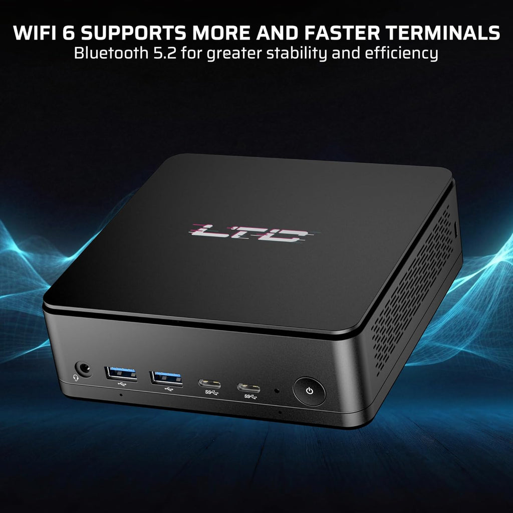 LTC Gaming Mini PC, AMD Ryzen 7 8845HS, Radeon 780M Graphic, Upgradable 16GB DDR5 RAM, 1TB PCIe 4.0 SSD, USB4, WiFi 6, BT 5.2, 2.5Gbps Ethernet, Triple 4K/8K Display