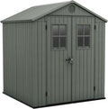 Keter Darwin Garden Shed 6 x 6, Wood Effect Finish, Sage Green, 3.30 m², 190 x 183 x 221 H cm