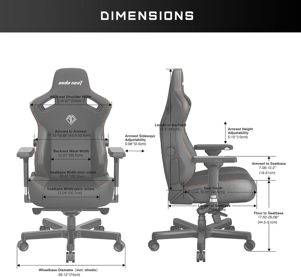 Anda Seat Kaiser 3 XL Gaming Chairs for Adults - Ergonomic Gray Fabric Gaming Chair with Lumbar Support, Comfortable Office Seat with Neck Support - Heavy Duty Wide Gamer Seat