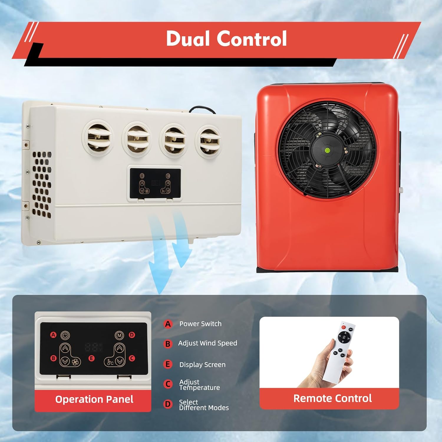 Air Conditioner Kit, 12000 BTU Truck Bus RV Air Conditioner 12V Universal Electric A/C Unit Cab Cooling - Portable Split AC for Semi-Truck Trailer Bus Camper Pickup Motorhome