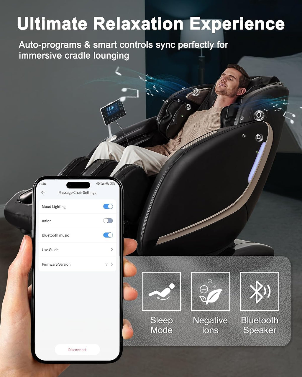 EASPEARL Massage Chair Full Body,53.15in SL-Track,Zero Gravity Massage Chair with Heat, Auto Footrest,OTA Upgraded 24 Auto Modes,LCD Screen,36 Airbags, Bluetooth&APP Control, Shiatsu&Thai Stretch