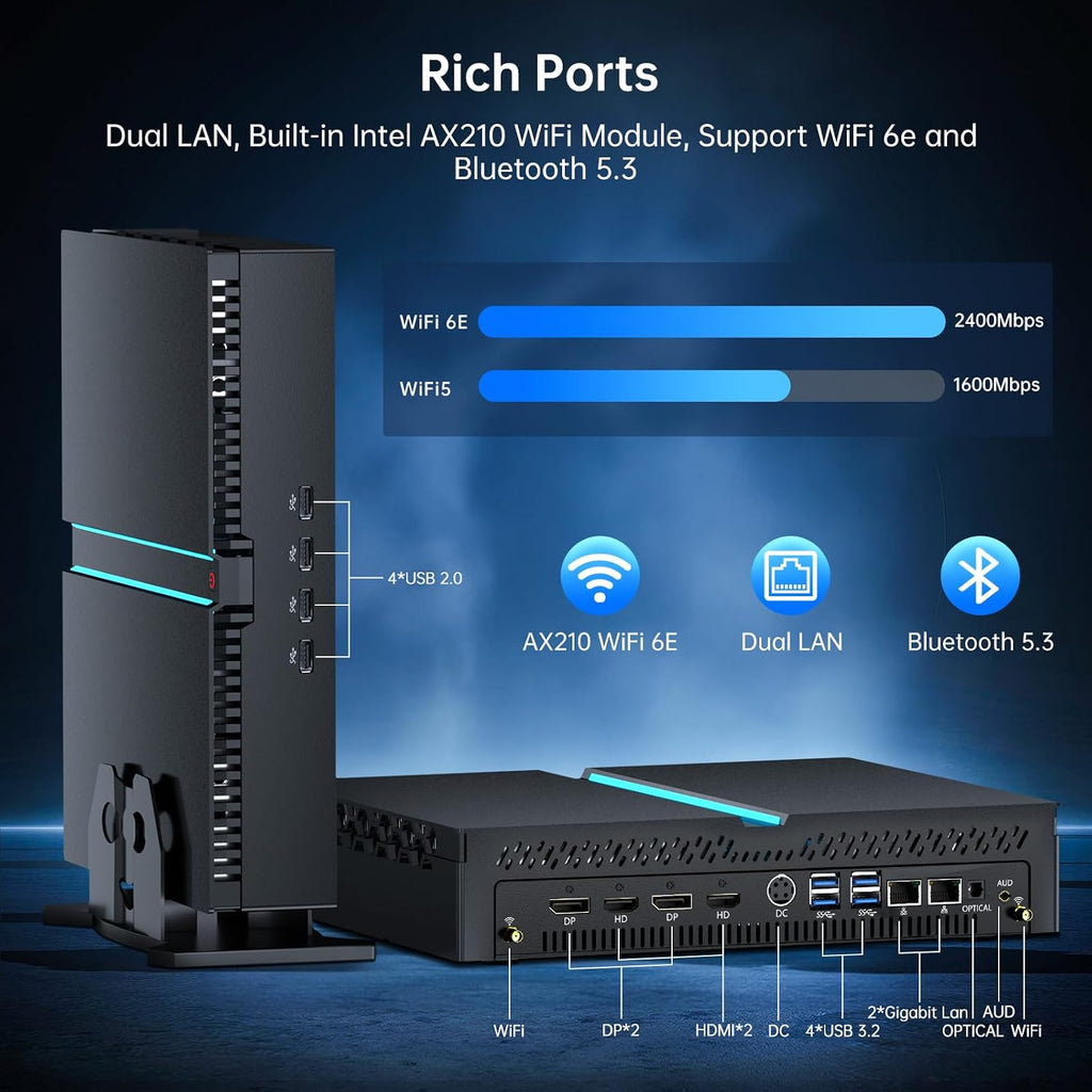 msecore Mini Gaming PC with Core i9-12900F Upto 5.1GHz, 64G DDR5 RAM 2T PCIE 4.0 SSD, Geforce RTX 3060 12G Desktop Computer, 2* HDMI, 2* DisplayPort, WiFi 6e, 8K, Windows 11 Pro