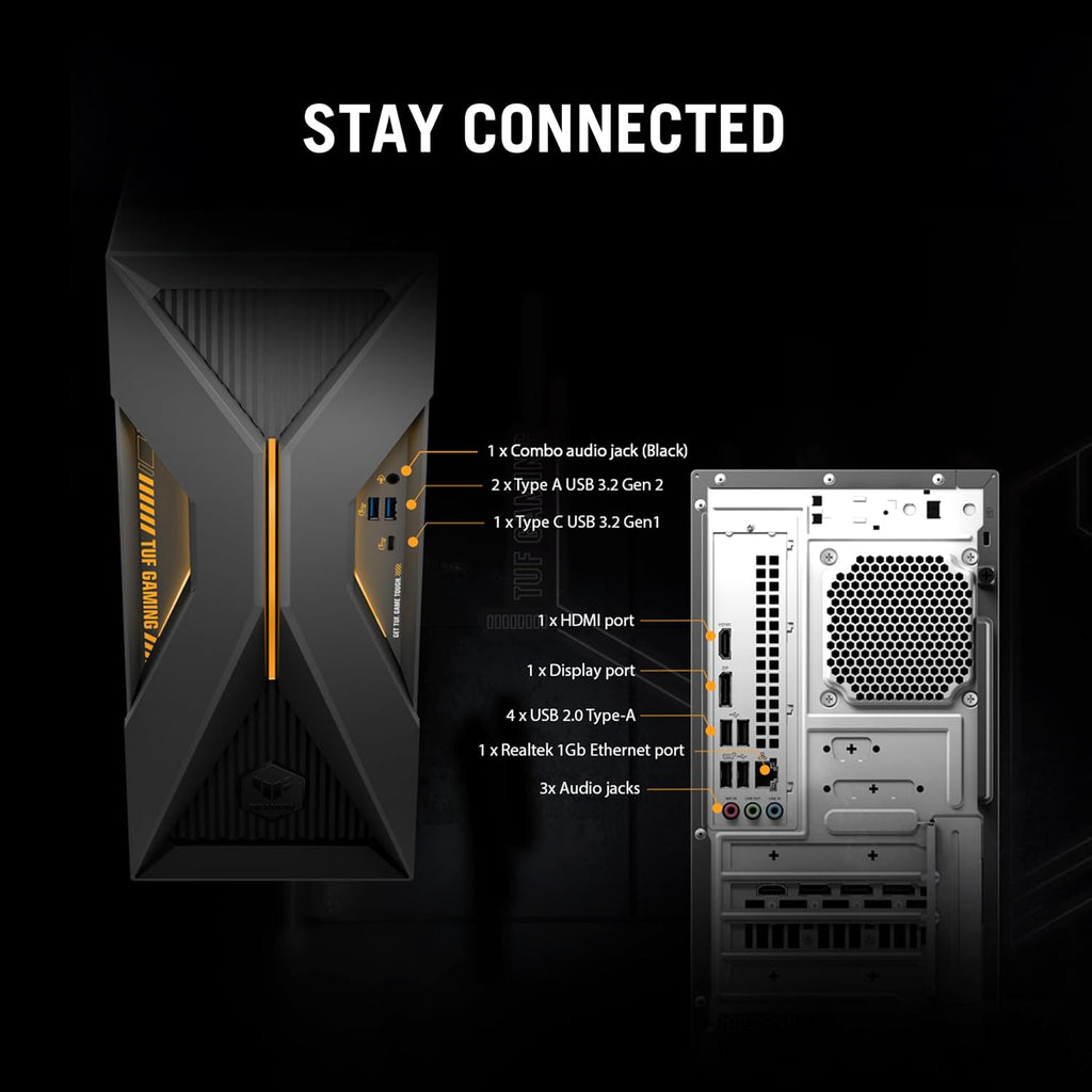 ASUS TUF T500 (2025) Gaming Desktop PC, Intel® Core™ i5-13420H Processor, NVIDIA® GeForce RTX™ 3050, 512GB M.2 NVMe™ PCIe® 4 SSD, 16GB DDR5 RAM, Windows 11 Pro, T500MV-DS553