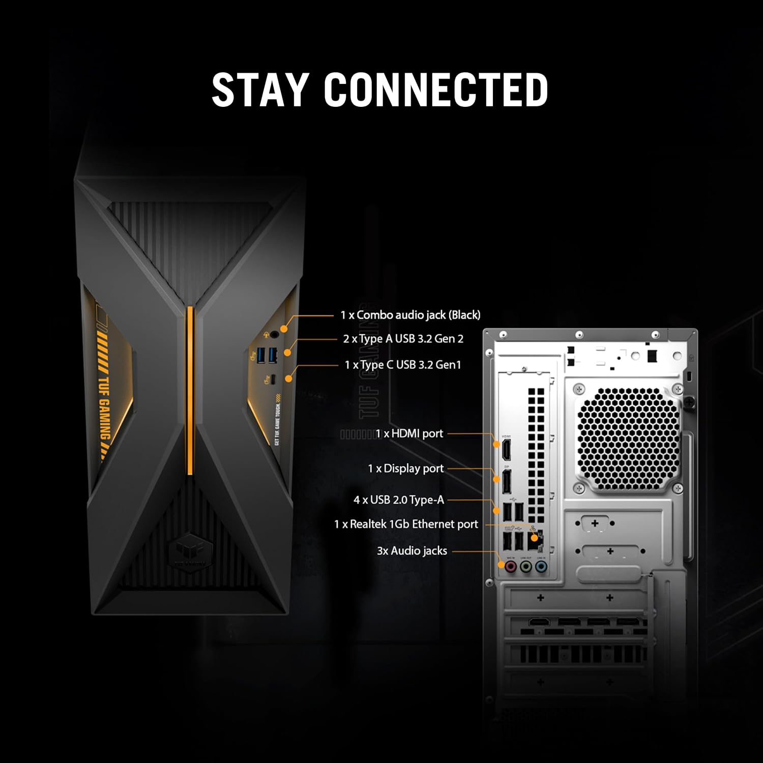 ASUS TUF T500 (2025) Gaming Desktop PC, Intel® Core™ i5-13420H Processor, NVIDIA® GeForce RTX™ 3050, 512GB M.2 NVMe™ PCIe® 4 SSD, 16GB DDR5 RAM, Windows 11 Pro, T500MV-DS553