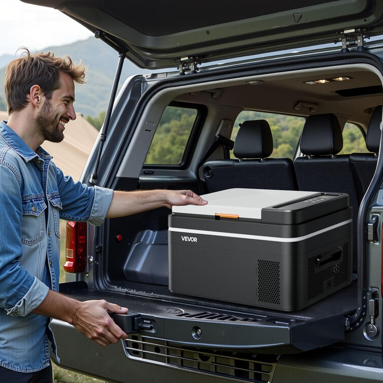 VEVOR Car Refrigerator, DC 12/24V AC100-240V Compressor Electric Cooler, -4°F to 68°F Car Fridge with APP Control, 23 QT Cars Freezer for RVs, Campsites, Boats, Camping, Fishing, 45W Portable Freezer