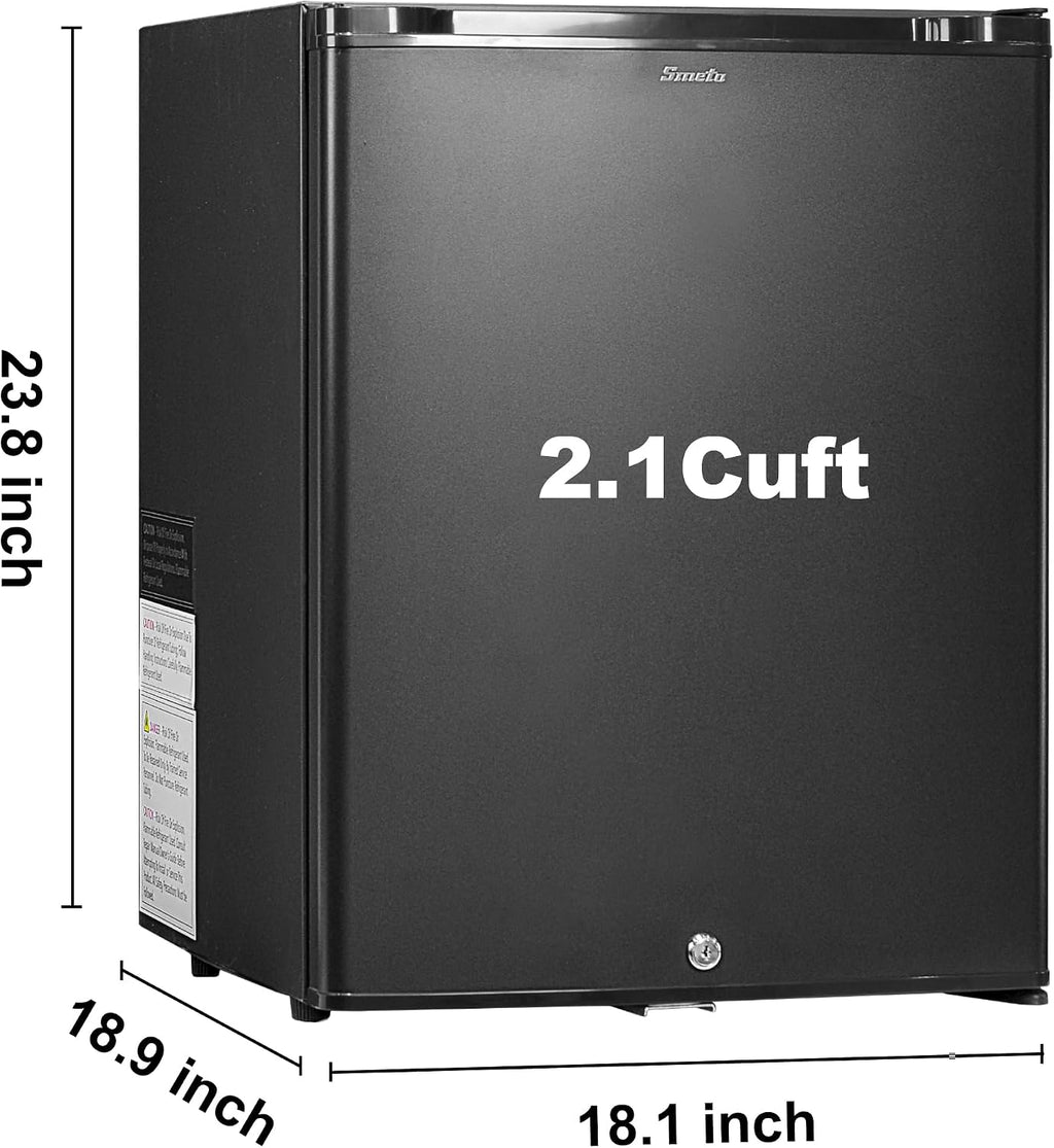 SMETA Semi Truck Refrigerator 2.1 Cu.ft, RV Lockable Mini Fridge, 110V/12V Absorption Compact Portable Stand Cooler Quiet No Noise for Truck Sleeper RV Camper Outdoor Bedroom Caravan, Black