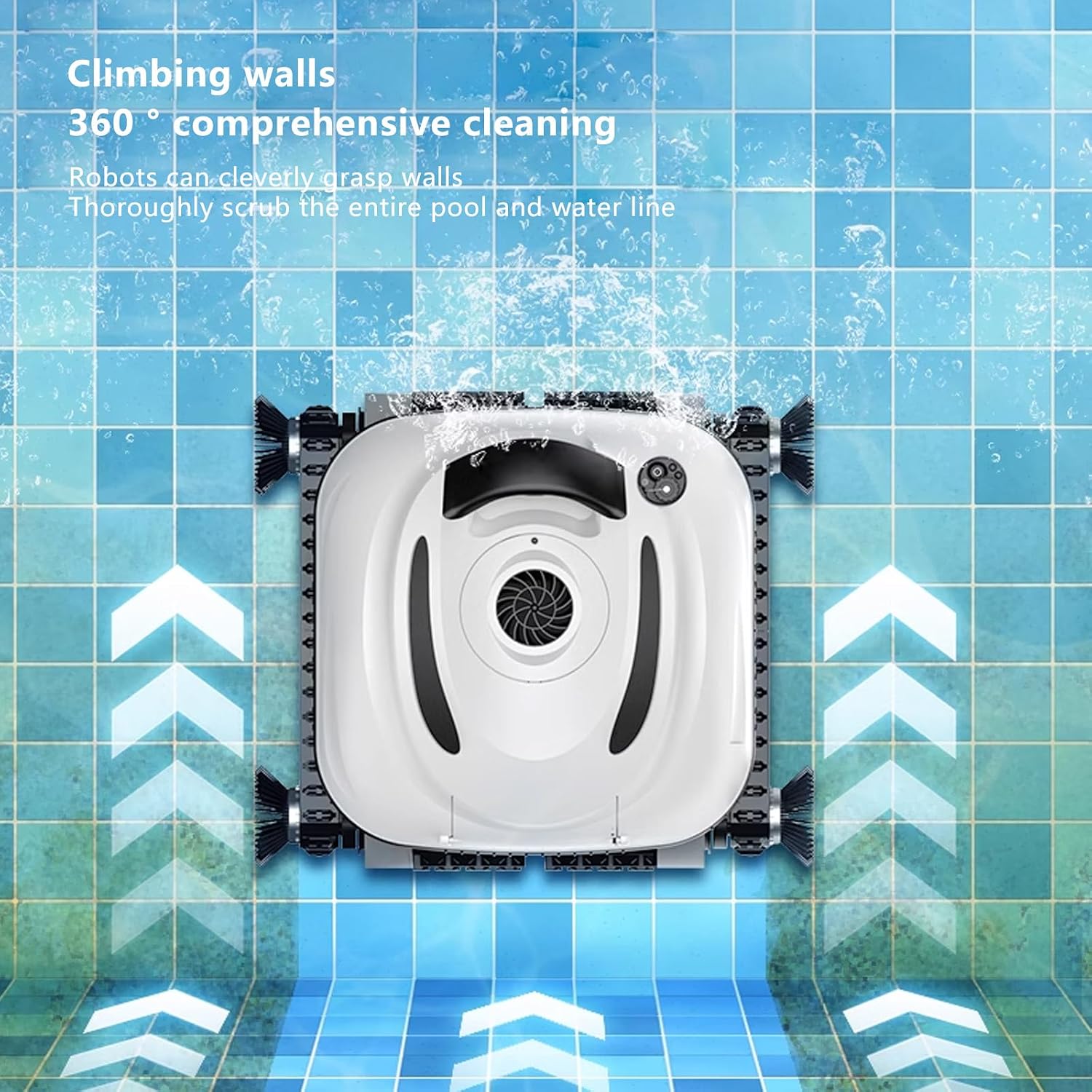 Automatic Pool Cleaner,Pool Cleaning Robot with Wall Climbing,Cordless Robotic Pool Vacuum,Suitable for Walls and Floors of 6458 Square Feet Pool