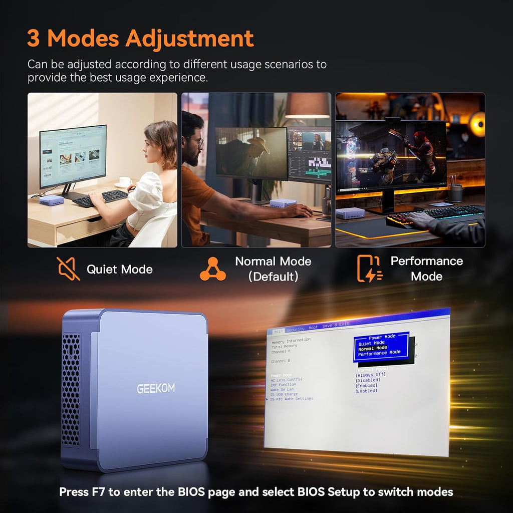 GEEKOM AX8 Max Mini PC with AMD Ryzen 7 8745HS Dual 2.5GbE LAN Port| 16GB DDR5,1TB NVMe SSD| Radeon 780M,USB4.0(40Gbps),Quad Display| Windows 11 Pro Gaming,Office,Video Editing