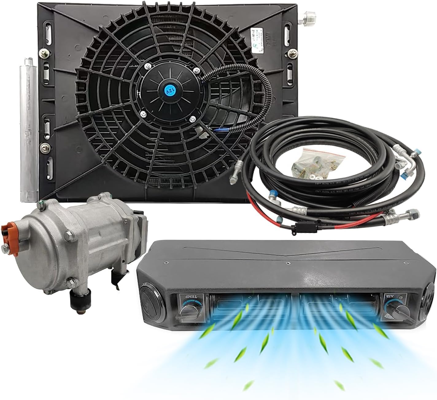 12V Air Conditioner 10000BTU Auto Universal Under Dash A/C Kit 12 Volt Electric Parking air Conditioning Car ac system Fit For Van Auto RVs Truck Energy Saving