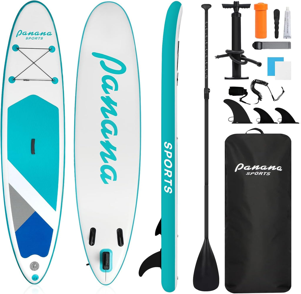 Panana Inflatable Stand Up Paddle Board, 10' SUP Paddleboard Kayak, Blow Up Paddle Boards for Adults Youth with Accessories Kit Anti-Slip EVA Deck